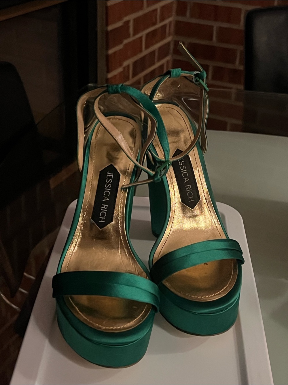 Jessica Rich Emerald Green Platform Block Heel Sandal - Picture 5 of 7